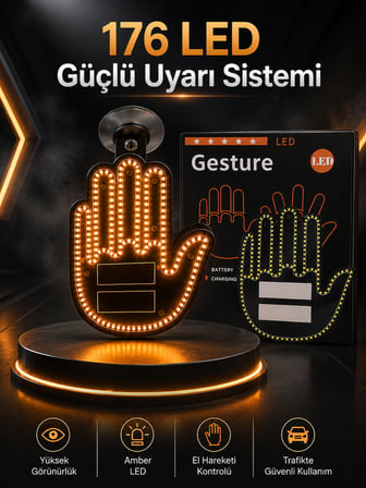 Led Işık El İşareti Araç Camı İçin Uzaktan Kumandalı - Lisinya