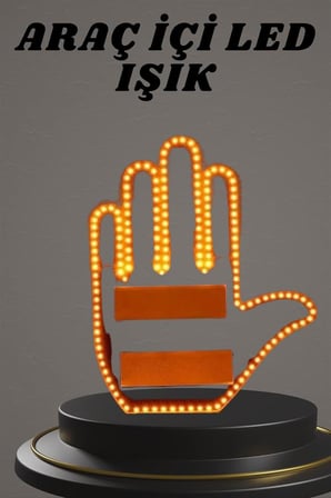 El Orta Parmak Led Kumandalı Araç İçi Reflektör Arka Cam El Simgesi - Lisinya