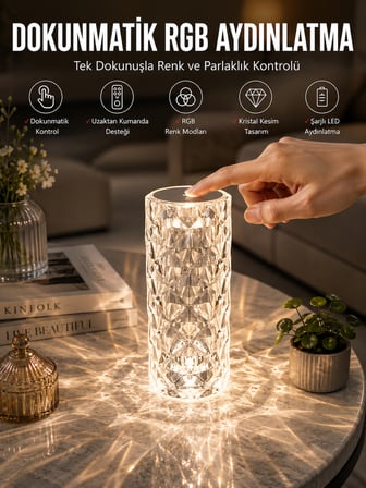 Dokunmatik Kristal Gece Lambası Hediyelik - Lisinya