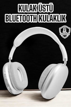 P9 Plus Kablosuz Kulak Üstü Bluetooth Kulaklık Beyaz Yüksek Ses Kaliteli - Lisinya