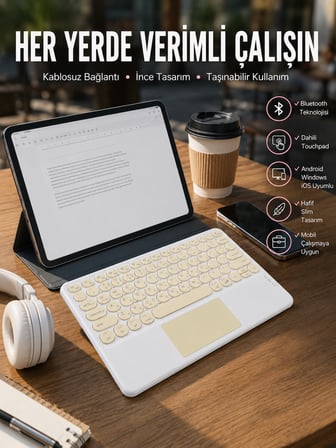 Touchpad Uyumlu Bluetooth Klavye Slim Kablosuz Wifi Q Klavye - Lisinya