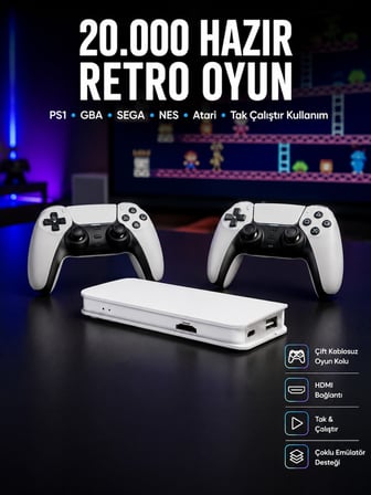 Retro Oyun Konsolu – 20.000 Yüklü Oyun - Lisinya