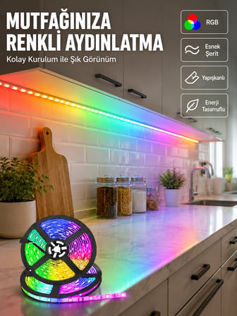 Kumandalı 5 Metre Şerit LED Dekoratif Aydınlatma - Lisinya