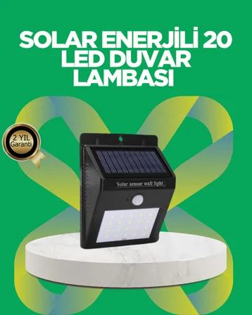 Solar Enerjili 20 LED Hareket Sensörlü Duvar Lambası - Lisinya