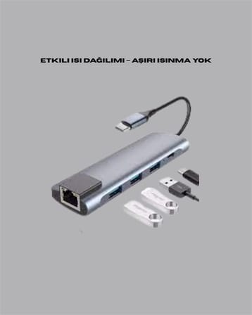 Seyahat Dostu 8‑in‑1 Hub – Şarj & Veri & Video & Ağ için Eksiksiz Çözüm (Kopya) - Lisinya