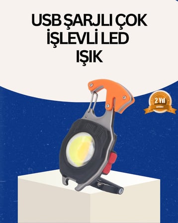 USB Şarjlı Mini LED Anahtarlık Fener - Lisinya