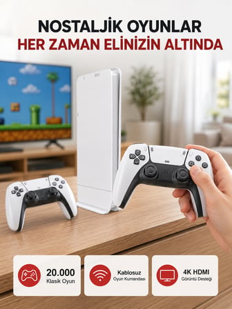 2 Kollu Kablosuz 4K TV Uyumlu Klasik Oyun Konsolu - Lisinya