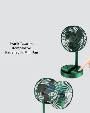Taşınabilir Şarjlı Mini Fan – Katlanabilir Gövde, 3 Hız Kademesi - Lisinya