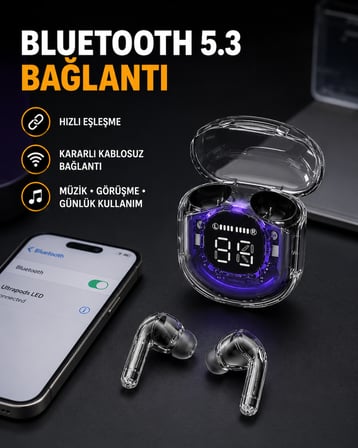 Kablosuz Şarj Destekli Hafif ve Güçlü Kulaklık - Lisinya