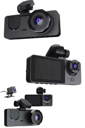 Yol Kayıt Araç Kamerası HD DVR 3 Kameralı 2.0in Ekranlı Ön İç Arka - Lisinya