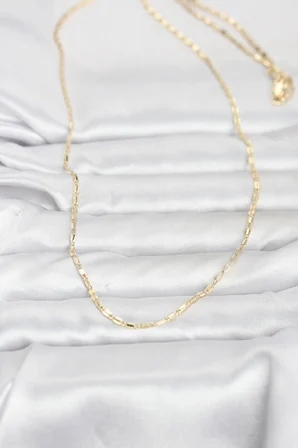 CM 14K Gold Renk Lazerli Zincir Model 60 cm Kadın Kolye - Lisinya