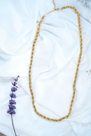 5mm Kalın Burgu Altın Renk Çelik Kolye Unisex Paslanmaz Kaliteli