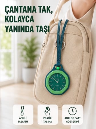 Askılı Analog Saat Pantolon Kemer ve Çanta Aksesuarı Yeşil - Lisinya