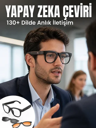 Yapay Zekâ Destekli Bluetooth Akıllı Gözlük Açık Kulak Ses Teknolojisi Müzik Dinleme ve Telefon Görü