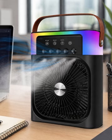 Mini Klima Fan Buharlı Soğutucu RGB Led Işıklı Taşınabilir Masaüstü Fan - Lisinya