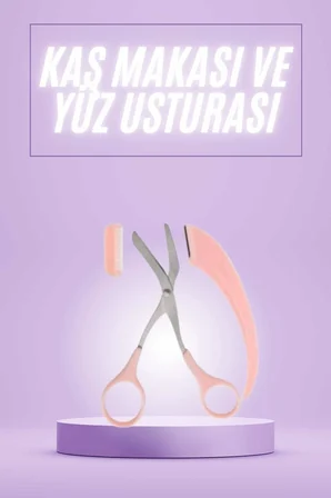 Taraklı Kaş Makası ve Ustura Seti Kaş Düzeltme Makası Kaş Bıyık Alma Aleti - Lisinya