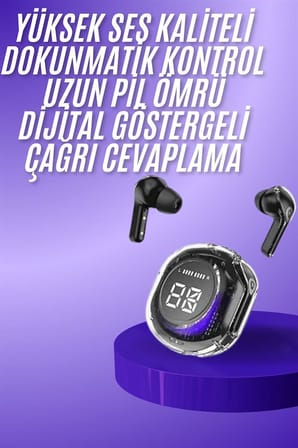 Yeni Nesil Bluetooth Kulaklık Dijital Göstergeli Dokunmatik 5.3 Kablosuz - Lisinya