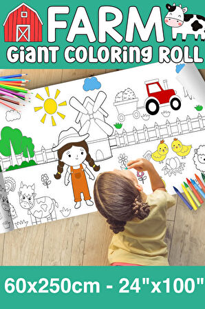 Çiftlik Dev Boy Boyama Kağıdı - Farm Kids Coloring Roll - Jumbo Painting Paper Roll for Kids