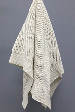 Liva Yumuşak Bebek Battaniyesi 80x100 cm Vizon Örgü Çocuk Battaniyesi – Dekoratif ve Nefes Alabilir