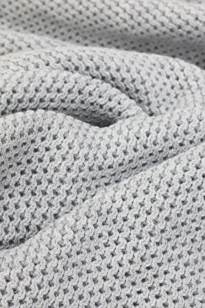 Liva Yumuşak Örgü Battaniye Düz Çift Kişilik 200x220 cm Gri | Akrilik Yatak Örtüsü – Dekoratif Şal