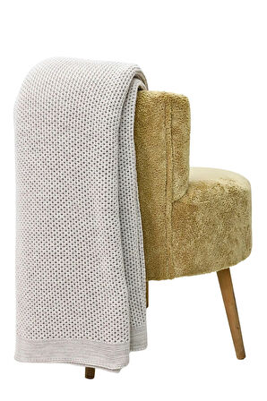 Liva Yumuşak Örgü Battaniye Düz Çift Kişilik 200x220 cm Vizon | Akrilik Yatak Örtüsü – Dekoratif Şal