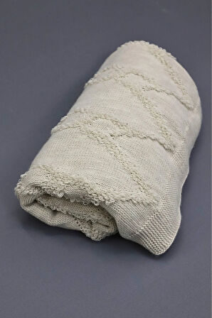 Yumuşak Örgü Battaniye Elmas 130x170 cm Vizon | Tek Kişilik TV Battaniyesi – Dekoratif ve Hafif