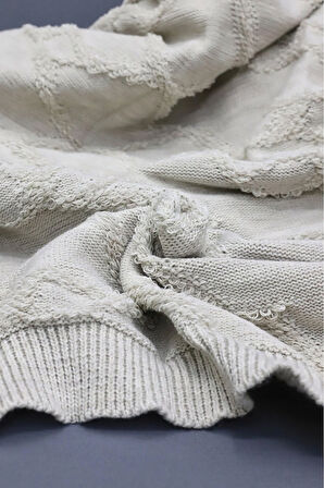 Yumuşak Örgü Battaniye Elmas 130x170 cm Vizon | Tek Kişilik TV Battaniyesi – Dekoratif ve Hafif