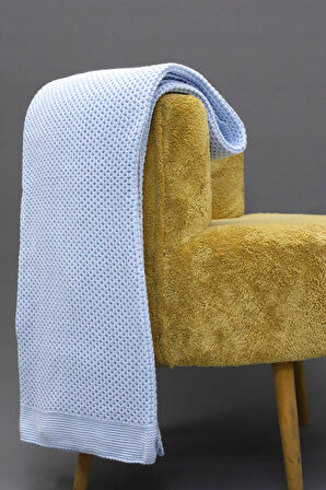 Yumuşak Örgü Battaniye Düz 130x170 cm Mavi | Tek Kişilik TV Battaniyesi – Dekoratif ve Hafif