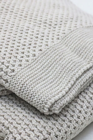 Yumuşak Örgü Battaniye Düz 130x170 cm Vizon | Tek Kişilik TV Battaniyesi – Dekoratif ve Hafif