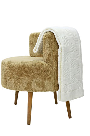 Yumuşak Örgü Battaniye Karo 130x170 cm Krem | Tek Kişilik TV Battaniyesi – Dekoratif ve Hafif