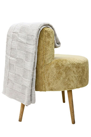 Yumuşak Örgü Battaniye Karo 130x170 cm Vizon | Tek Kişilik TV Battaniyesi – Dekoratif ve Hafif