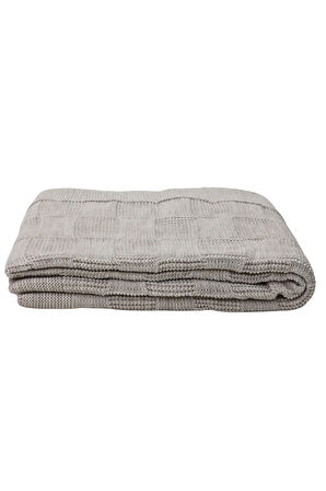 Yumuşak Örgü Battaniye Karo 130x170 cm Vizon | Tek Kişilik TV Battaniyesi – Dekoratif ve Hafif