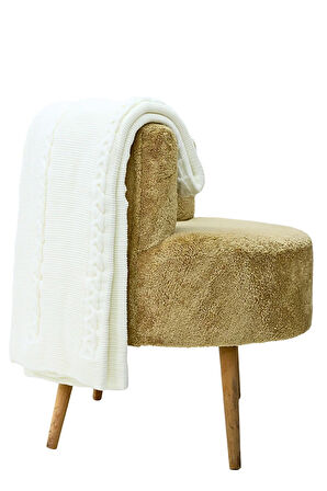 Yumuşak Örgü Battaniye Örgü 130x170 cm Krem | Tek Kişilik TV Battaniyesi – Dekoratif ve Hafif