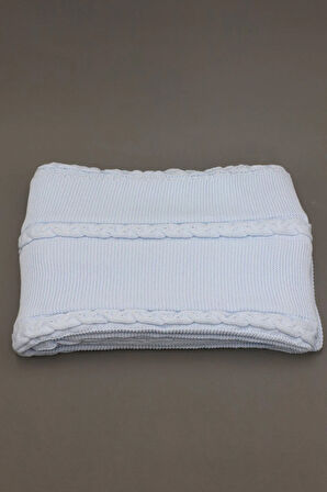 Yumuşak Örgü Battaniye Örgü 130x170 cm Mavi | Tek Kişilik TV Battaniyesi – Dekoratif ve Hafif