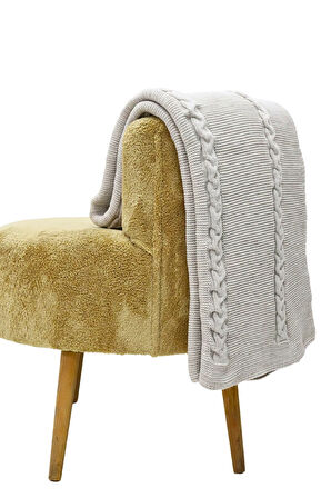 Yumuşak Örgü Battaniye Örgü 130x170 cm Vizon | Tek Kişilik TV Battaniyesi – Dekoratif ve Hafif