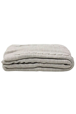 Yumuşak Örgü Battaniye Örgü 130x170 cm Vizon | Tek Kişilik TV Battaniyesi – Dekoratif ve Hafif