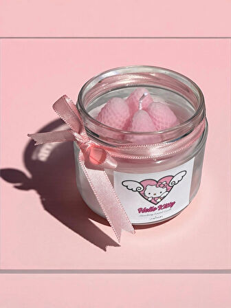 Hello Kitty Coquette Çilek Kokulu Dekoratif Kavanoz Mum
