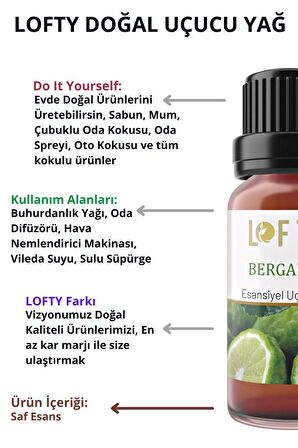 Bergamot Uçucu Yağ Buhurdanlık Esansı Oda Kokusu Uçucu Esansiyel Yağ Buhur Yağı 10ML