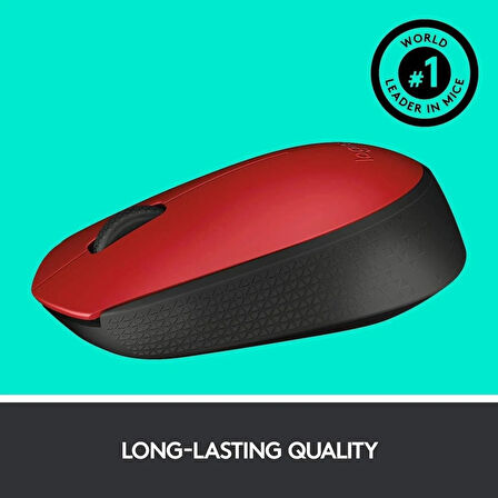 Logitech M171 Kablosuz Mouse Kırmızı USB 12 Ay Pil Ömrü