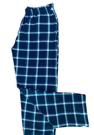 Ekose Unisex Polar Pijama Altı Kışlık Lastikli Bel Tek Alt