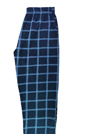 Ekose Unisex Polar Pijama Altı Kışlık Lastikli Bel Tek Alt