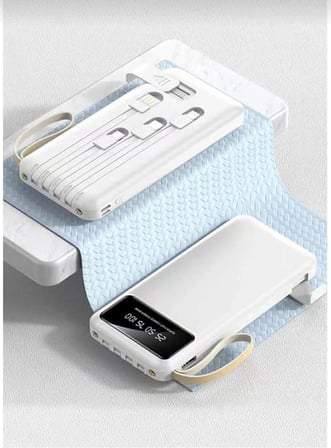 Premıum 20000 mAh Powerbank 4 Çıkışlı Dijital Göstergeli Beyaz