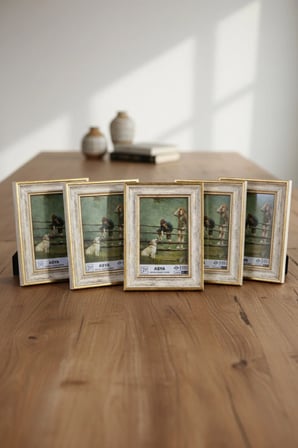 Dekoratif 5'li Set Antik Desenli Gold 10x15 Ayaklı Plastik Fotoğraf Çerçevesi