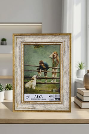 Dekoratif 3'lü Set Antik Desenli Gold 10x15 Ayaklı Plastik Fotoğraf Çerçevesi