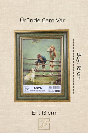 Dekoratif 5'li Set Antik Desenli Yeşil 13x18 Ayaklı Plastik Fotoğraf Çerçevesi