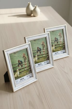 Dekoratif 3'lü Set Antik Desenli Gümüş 13x18 Ayaklı Plastik Fotoğraf Çerçevesi