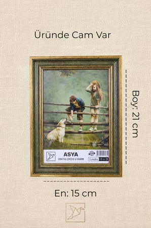 Dekoratif 3'lü Set Antik Desenli Yeşil 15x21 Ayaklı Plastik Fotoğraf Çerçevesi