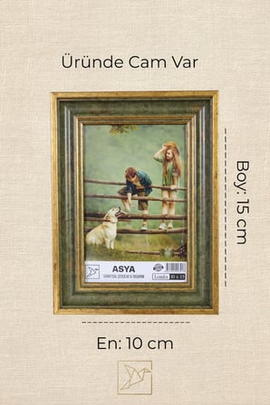 Dekoratif 3'lü Set Antik Desenli Yeşil 10x15 - 13x18 - 15x21 Ayaklı Plastik Fotoğraf Çerçevesi