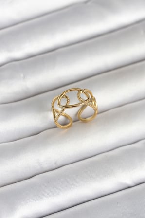 316L Çelik Gold Renk Zincir Model Kadın Yüzük - Lisinya