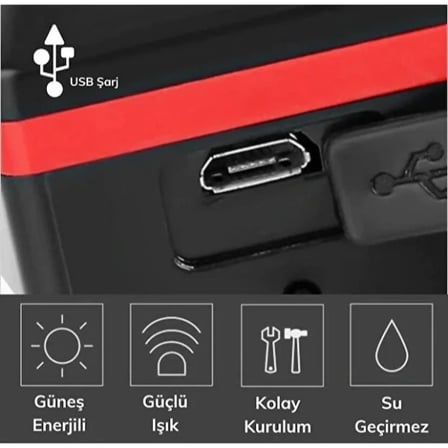 Güneş Enerjili Bisiklet Işıklı Korna ( Lisinya )